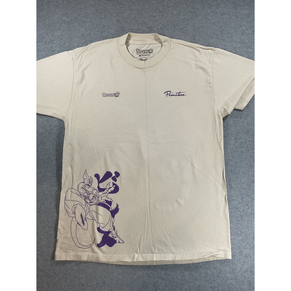 Primitive Dragon Ball Super Beerus Graphic T-Shirt Mens Medium Cream Purple 1899
